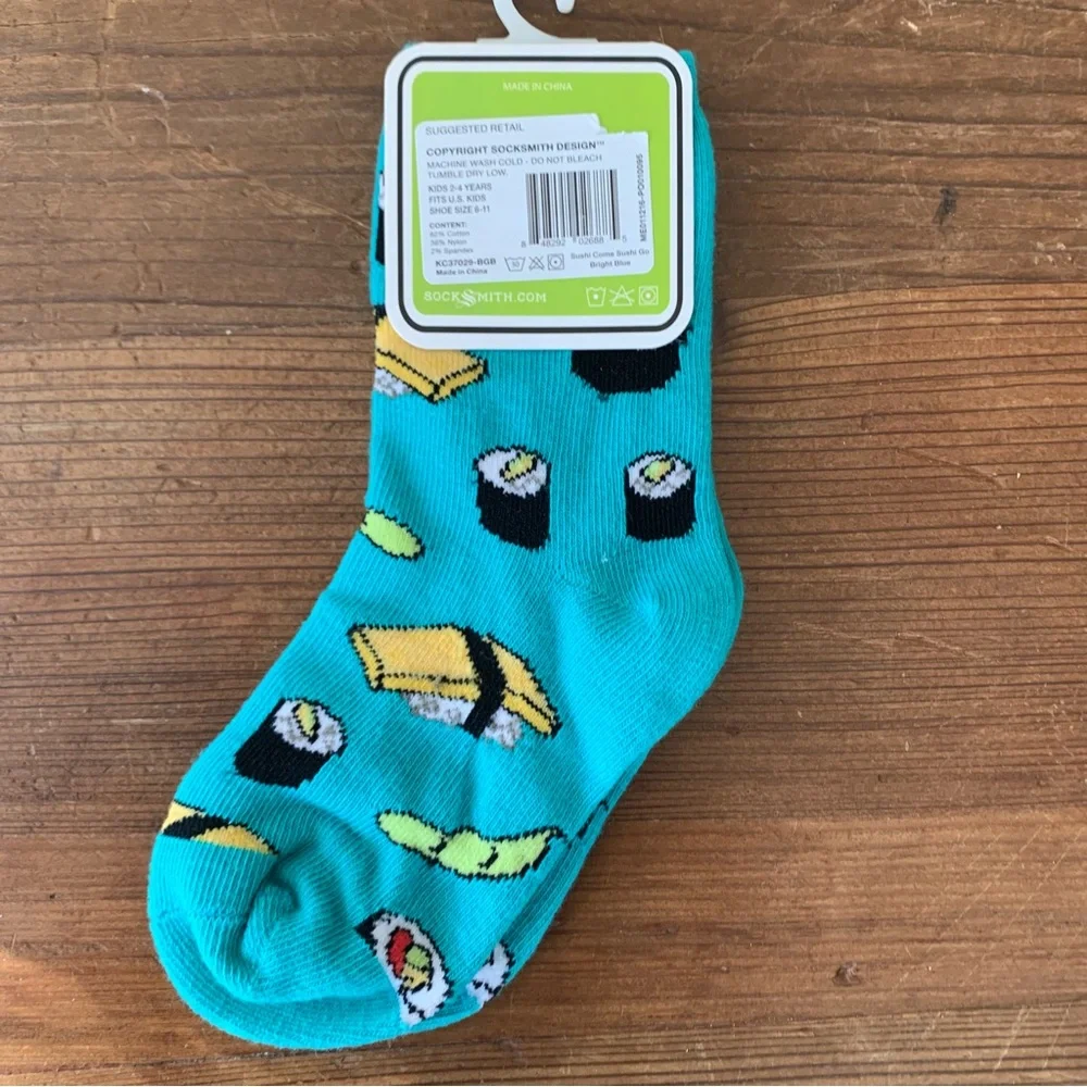 Kids Sushi Socks Stocking Stuffer Funny 2-4 years 6-11 Shoe Unisex NWT
